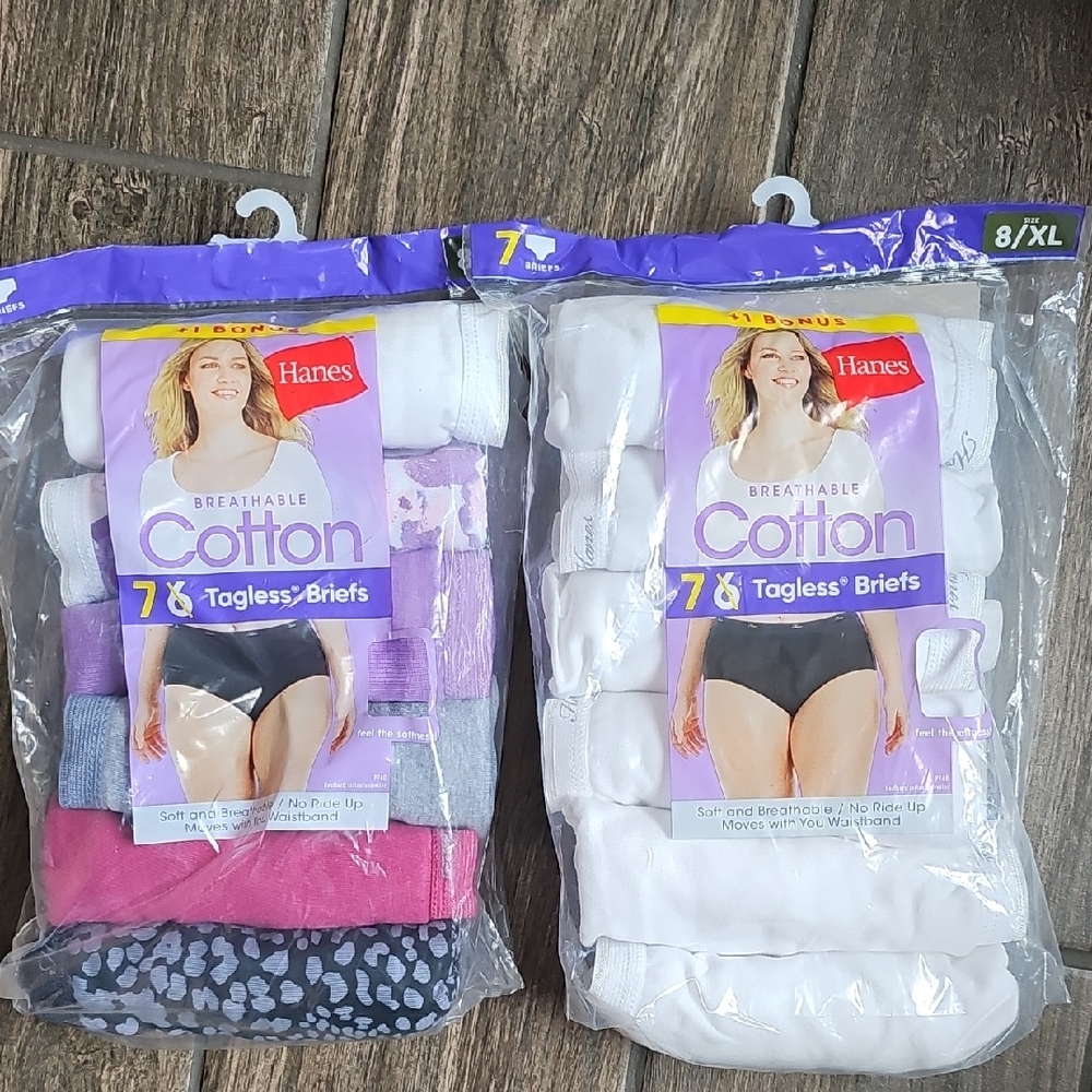 Hanes Womens Cotton Tagless Briefs - White, Pink, Gray